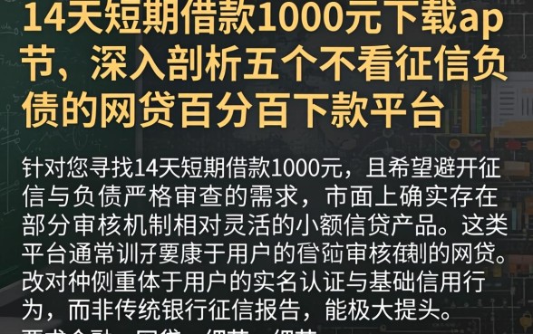14天短期借款1000元下载app，深入剖析五个不看征信负债的网贷百分百下款平台