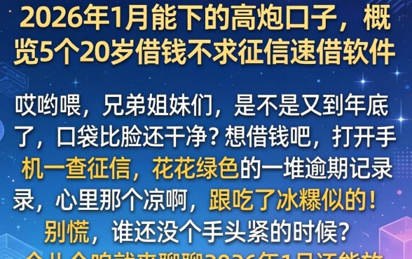 2026年1月能下的高炮口子，概览5个20岁借钱不求征信速借软件