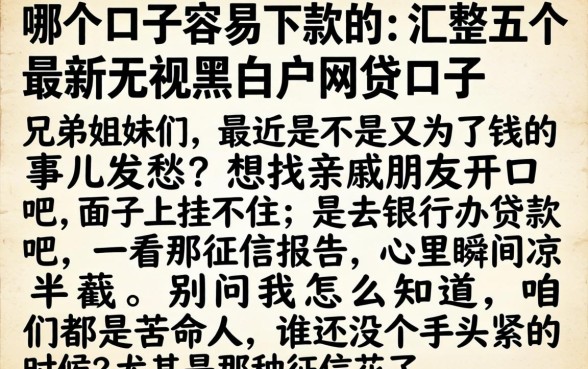 哪个口子容易下款的,汇整五个最新无视黑白户网贷口子