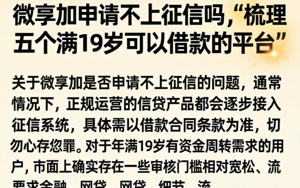 微享加申请不上征信吗，梳理五个满19岁可以借款的平台