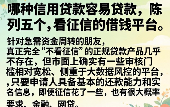 哪种信用贷款容易贷款，陈列五个不看征信的借钱平台