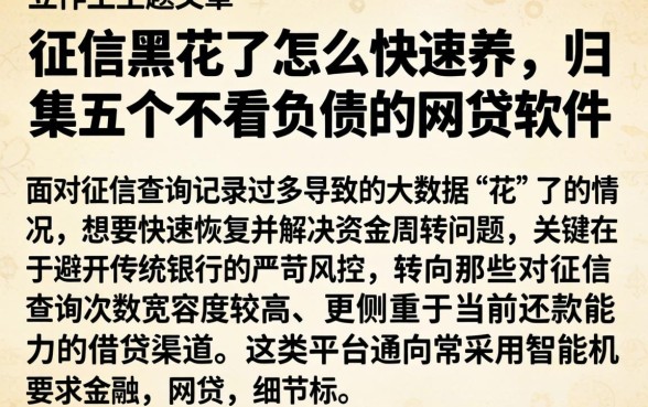 征信黑花了怎么快速养，归集五个不看负债的网贷软件