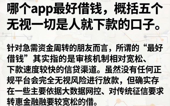 哪个app最好借钱,概括五个无视一切是人就下款的口子