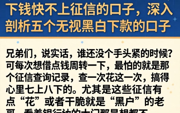 下钱快不上征信的口子，深入剖析五个无视黑户下款的口子