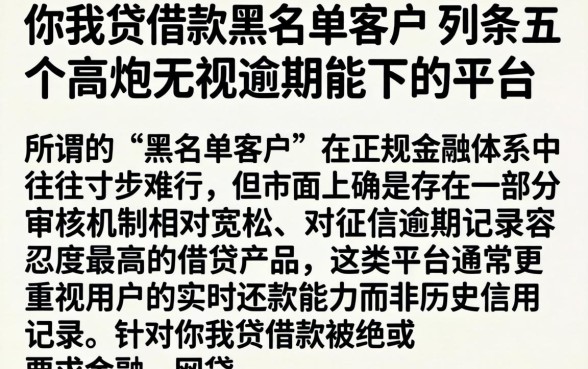 你我贷借款黑名单客户，条列五个高炮无视逾期能下的平台