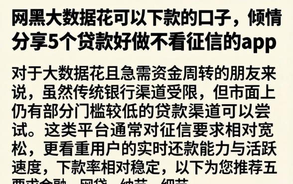 网黑大数据花可以下款的口子，倾情分享5个贷款好做不看征信的app