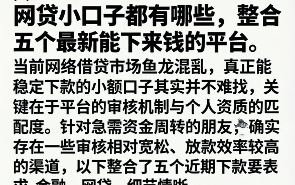 网贷小口子都有哪些,整合五个最新能下来钱的平台