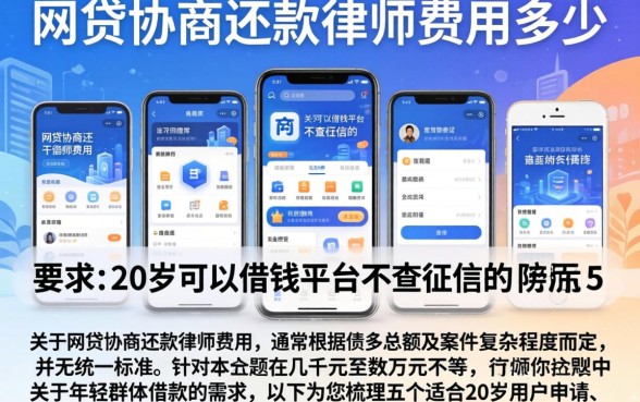 网贷协商还款律师费用多少，陈列5个20岁可以借钱平台不查征信的软件