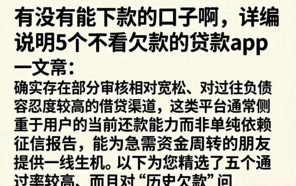有没有能下款的口子啊，详尽说明5个不看欠款的贷款app