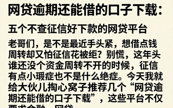 网贷逾期还能借的口子下载，细致阐述五个不查征信好下款的网贷平台
