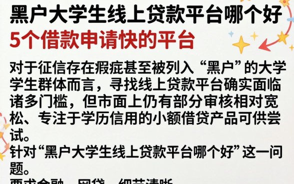 黑户大学生线上贷款平台哪个好，条列5个借款申请快的平台