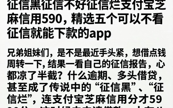 征信黑征信不好征信烂支付宝芝麻信用590，精选五个可以不看征信就能下款的app