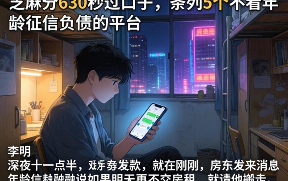 芝麻分630秒过口子，条列5个不看年龄征信负债的平台