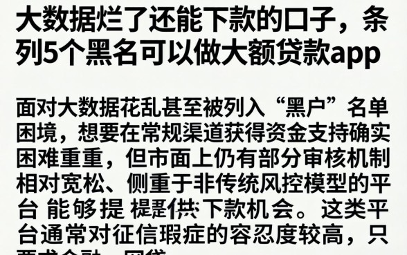 大数据烂了还能下款的口子，条列5个黑户可以做大额贷款app