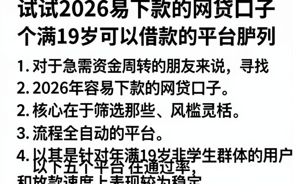 试试2026易下款的网贷口子,胪列五个满19岁可以借款的平台