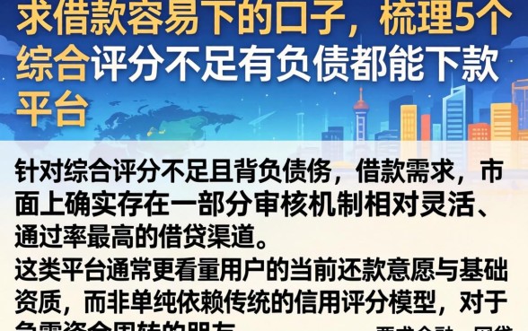 求借款容易下的口子，梳理5个综合评分不足有负债都能下款平台