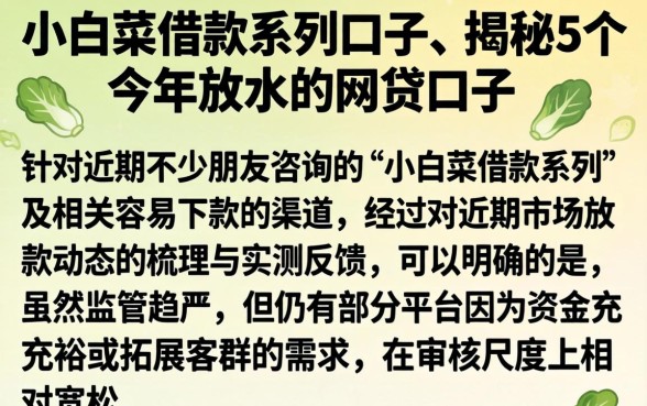 小白菜借款系列口子，揭秘5个今年放水的网贷口子