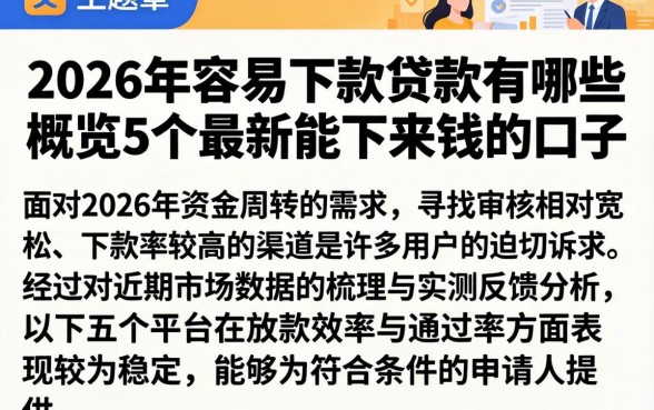 2026年容易下款的贷款有哪些,概览5个最新能下来钱的口子