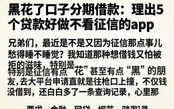 黑花了口子分期借款，理出5个贷款好做不看征信的app