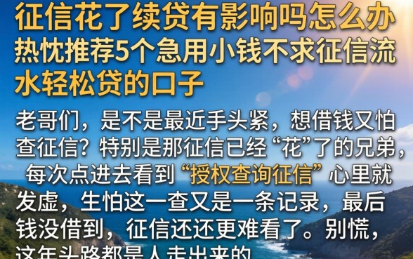 征信花了续贷有影响吗怎么办,热忱推荐5个急用小钱不求征信流水轻松贷的口子