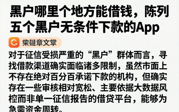 黑户哪里个地方能借钱，陈列五个黑户无条件下款的app