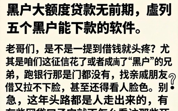 黑户大额度贷款无前期,胪列五个黑户能下款的软件