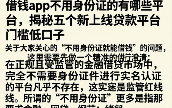借钱app不用身份证的有哪些平台,揭秘五个新上线贷款平台门槛低口子