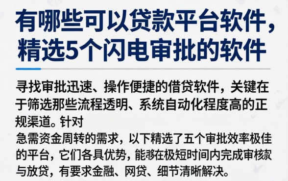 有哪些可以贷款平台的软件，精选5个闪电审批的软件
