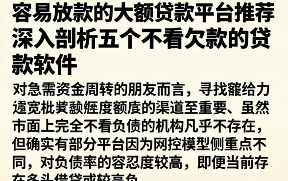 容易放款的大额贷款平台推荐，深入剖析五个不看欠款的贷款软件
