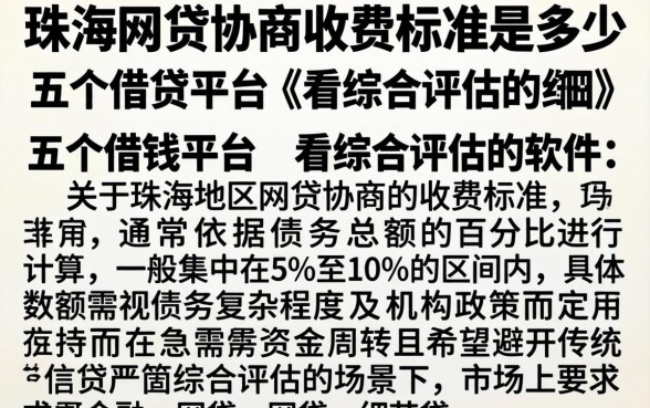 珠海网贷协商收费标准是多少，细致阐述五个借钱平台不看综合评估的软件