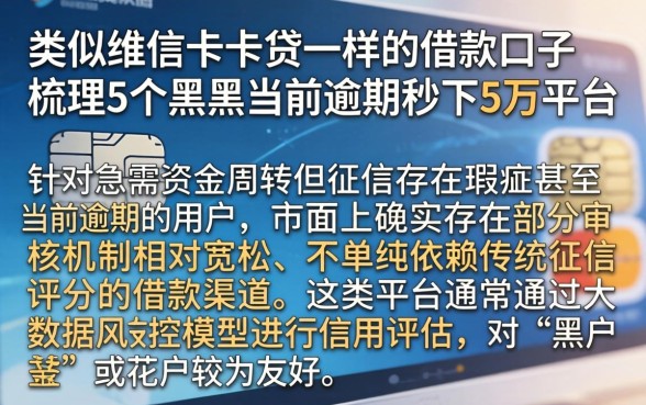 类似维信卡卡贷一样的借款口子,梳理5个黑户当前逾期秒下5万平台