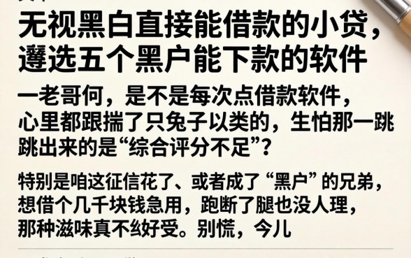无视黑白直接能借款的小贷，遴选五个黑户能下款的软件