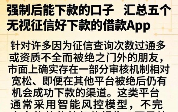 强制后能下款的口子，汇总五个无视征信好下款的借款app