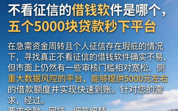 不看征信的借钱软件是哪个,条列五个5000块贷款秒下平台