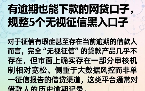 有逾期也能下款的网贷口子，规整5个无视征信黑户口子