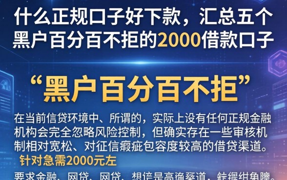 什么正规口子好下款，汇总五个黑户百分百不拒的2000借款口子