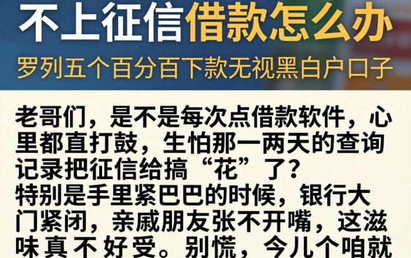 不上征信借款怎么办，罗列五个百分百下款无视黑白户口子