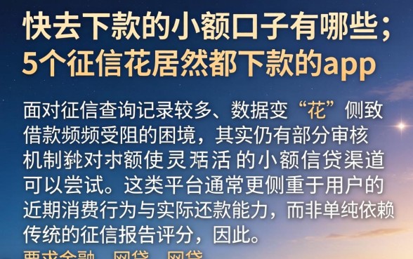 快去下款的小额口子有哪些，详细阐述5个征信花居然都下款的app