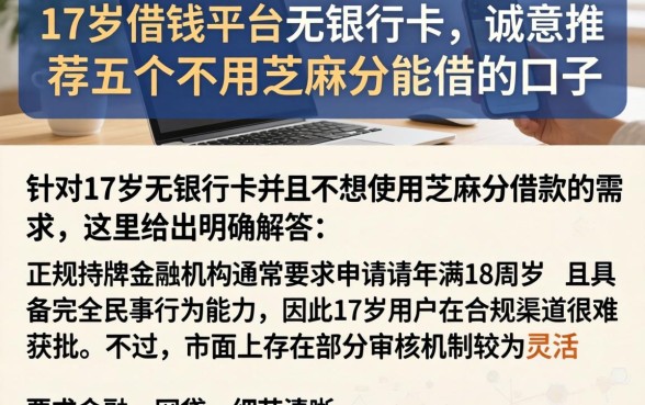 17岁借钱平台无银行卡,诚意推荐五个不用芝麻分能借的口子