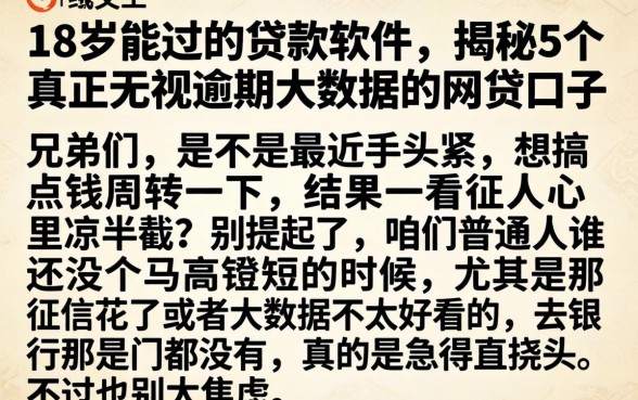 18岁能过的贷款软件,揭秘5个真正无视逾期大数据的网贷口子
