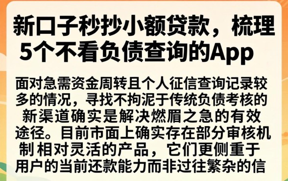 新口子秒抄小额贷款,梳理5个不看负债查询的app