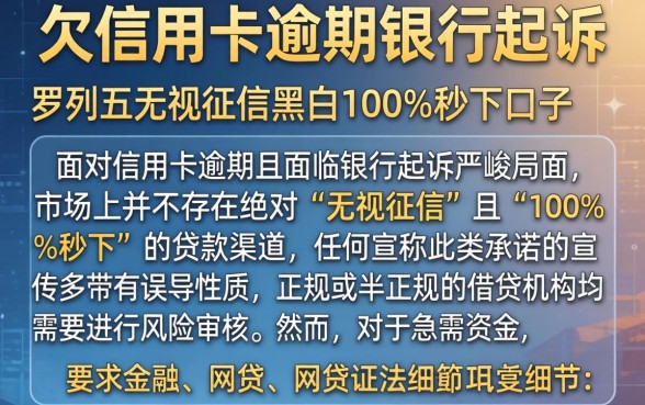 欠信用卡逾期银行起诉,罗列五个无视征信黑白100%秒下口子