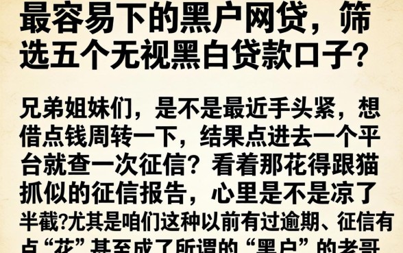 最容易下的黑户网贷，筛选五个无视黑白贷款口子