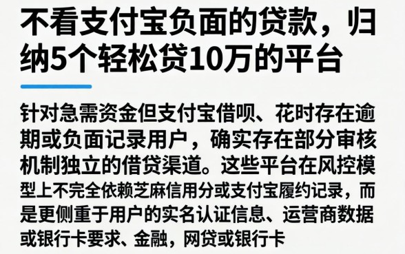 不看支付宝负面的贷款，归纳5个轻松贷10万的平台