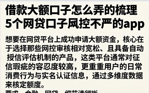 借款大额口子怎么弄的，梳理5个网贷口子风控不严的app