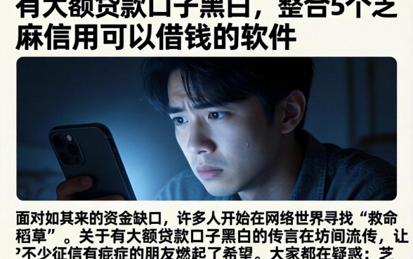 有大额贷款口子黑白，整合5个芝麻信用可以借钱的软件