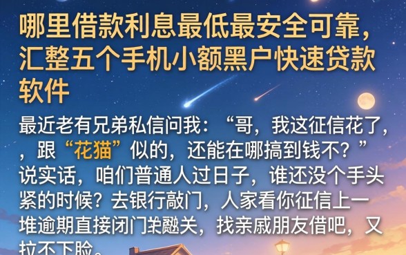 哪里借款利息最低最安全可靠，汇整五个手机小额黑户快速贷款软件