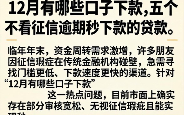 12月有哪些口子下款，详尽说明五个不看征信逾期秒下款的贷款
