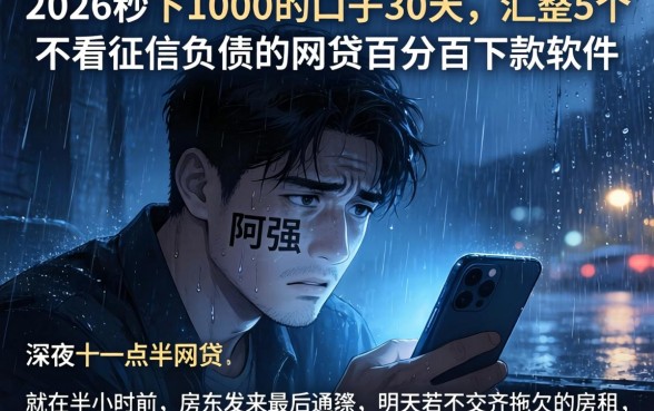 2026秒下1000的口子30天，汇整5个不看征信负债的网贷百分百下款软件