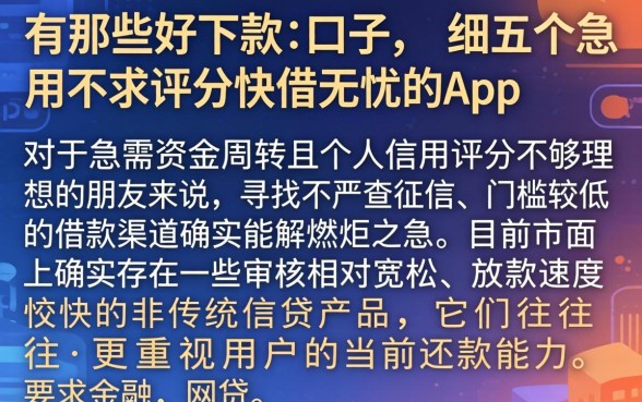 有那些好下款的口子，详细阐述五个急用不求评分快借无忧的app